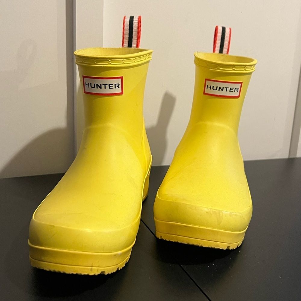Hunter Play Yellow Rubber Wellies Winter & Rain Boots 7